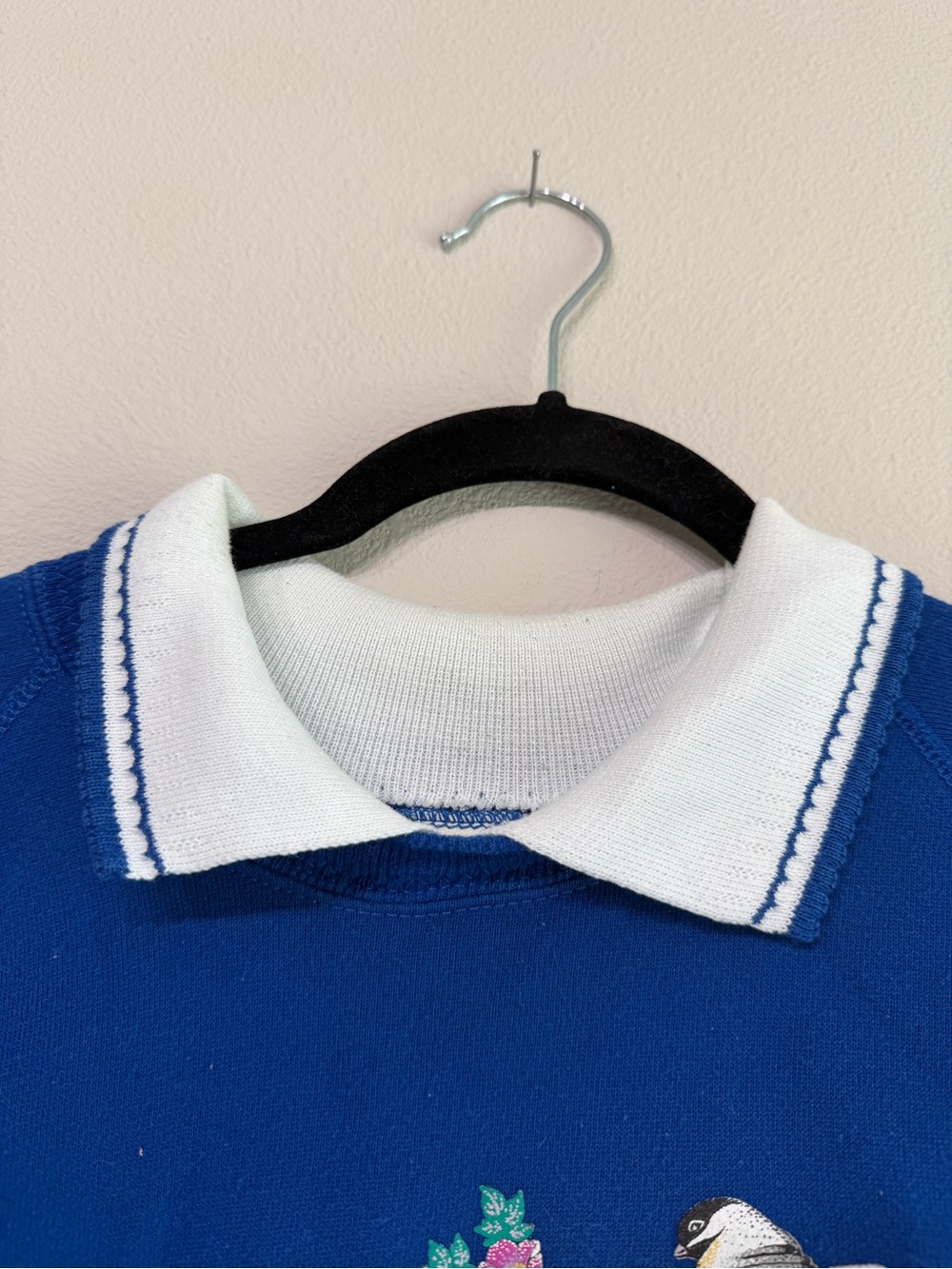 Morning Sun Vintage Cat Birdhouse Sweatshirt Women Large Blue Made in USA Retro - Picture 5 of 8